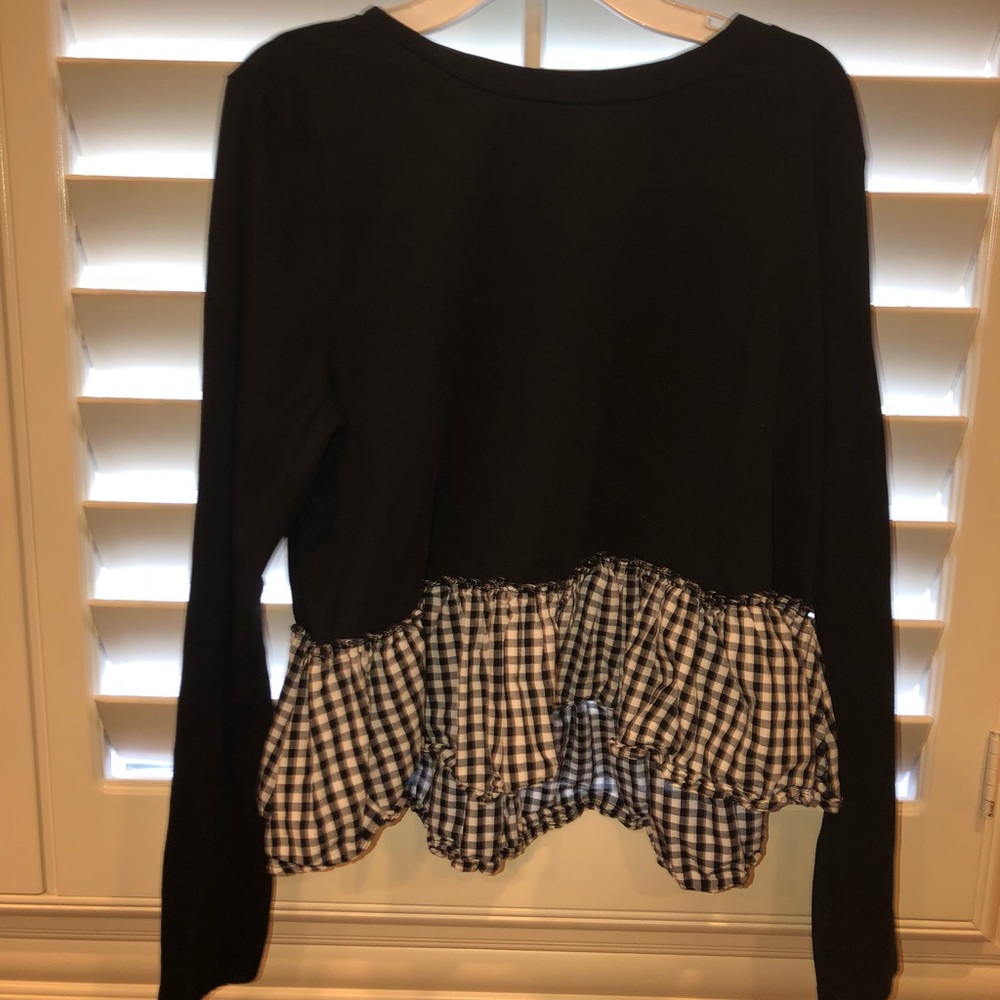 peplum long sleeve gingham top